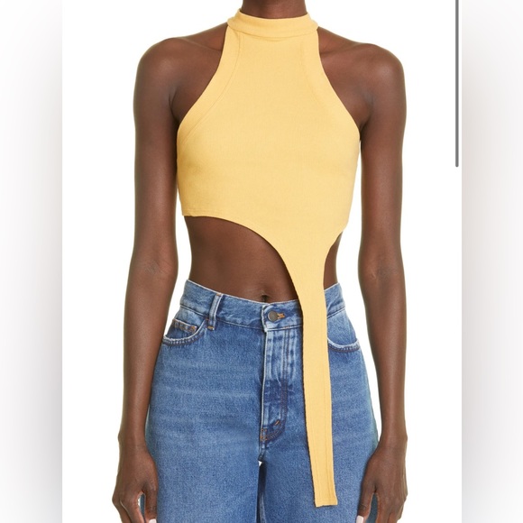 K.NGSLEY Ocre “Race Her” Ribbed Halter Tank - Picture 1 of 9